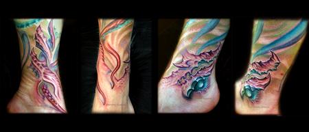 Tattoos - realistic bio organic underwater sealife leg sleeve tattoo - 131421